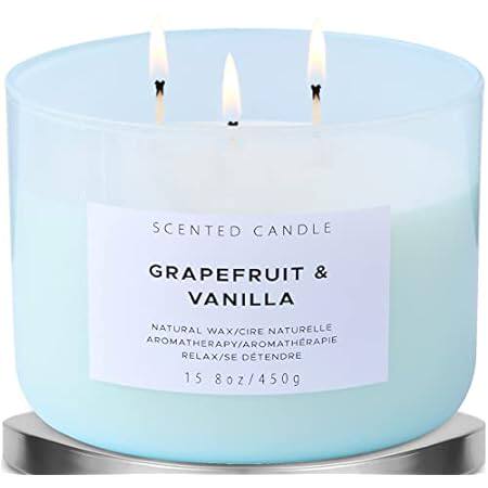 Grapefruit Vanilla 3 Wick Scented Candles - Refreshing Sp