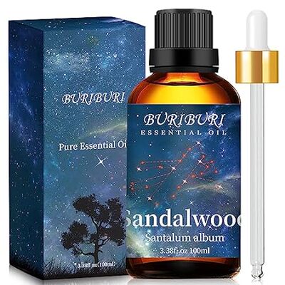 BURIBURI 100ML Sandalwood Essential Oil， 100% Pure Undilu