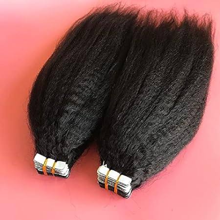 Tape in Human Hair Extensions Kinky Straight Skin Weft Re