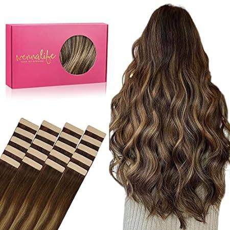WENNALIFE Tape in Hair Extensions Human Hair， 20pcs 24 in