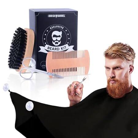 Beard Grooming Kit for Men | Beard Brush and Comb Set wit