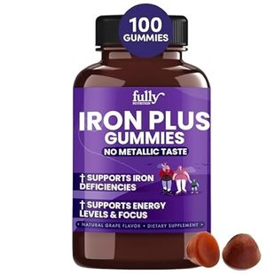 Iron Gummies Supplements for Adults (Women， Men) and Kids