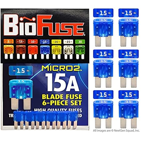 BioFuse Micro2 APT ATR 6-Piece 15A Automotive Car Fuses (