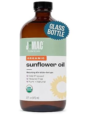 J MAC BOTANICALS Organic Sunflower Oil (16 oz Glass Bottl