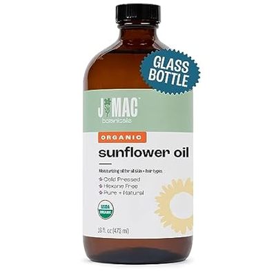 J MAC BOTANICALS Organic Sunflower Oil (16 oz Glass Bottl