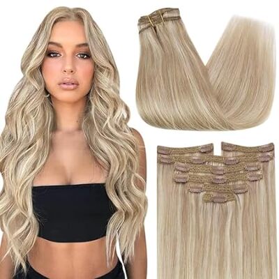Sunny Clip in Extensions Real Human Hair Blonde Clip in E