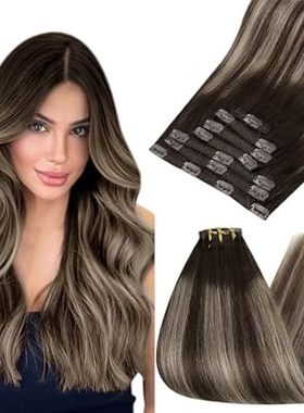 YoungSee Clip in Hair Extensions Brown Balayage Human Hai