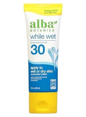 Alba Botanica Sunscreen for Face and Body， While Wet Suns