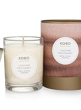 KOBO Leather Mahogany Candle (11 oz) | 100% Pure Soy Cand