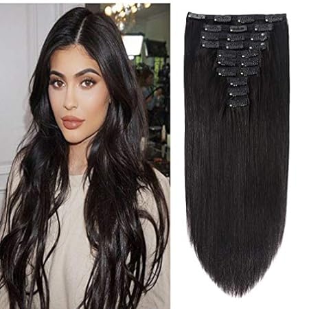 22 Clip in Human Hair Extensions Full Head 200g 10 Piece