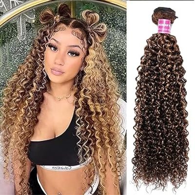 Sunber Human Hair Bundle Honey Blonde Highlight Curly Hum