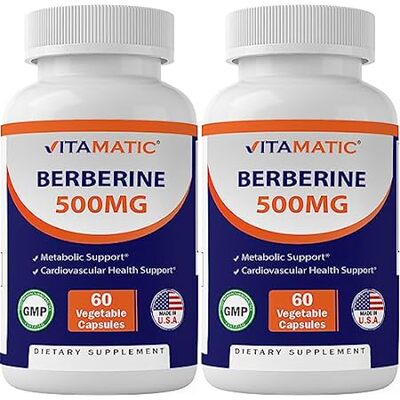 Vitamatic Berberine Supplement 500mg - 60 Vegetable Capsu