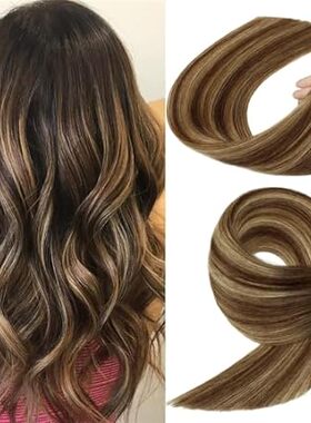 Human Hair Extensions Tape in， Chocolate Brown to Caramel