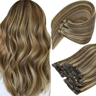 Sunny Clip in Hair Extensions Real Human Hair Highlights