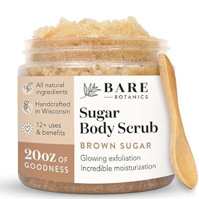 Bare Botanics Brown Sugar Body Scrub 20oz | Made in Madis