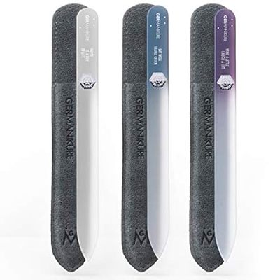 GERMANIKURE Czech Crystal Glass Nail File 3 Pack in Suede