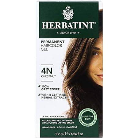 Herbatint Permanent Haircolor Gel， 4N Chestnut， Alcohol F