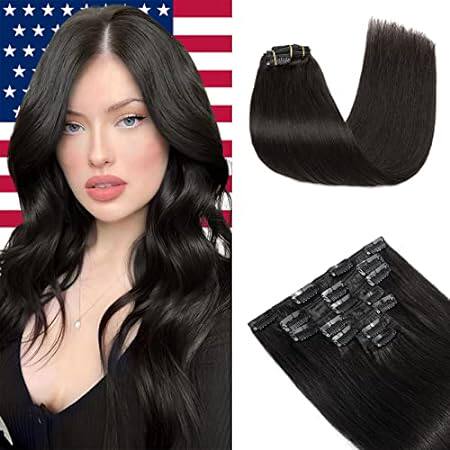 Elailite Clip in Human Hair Extensions， 125g 18 Inch 7pcs