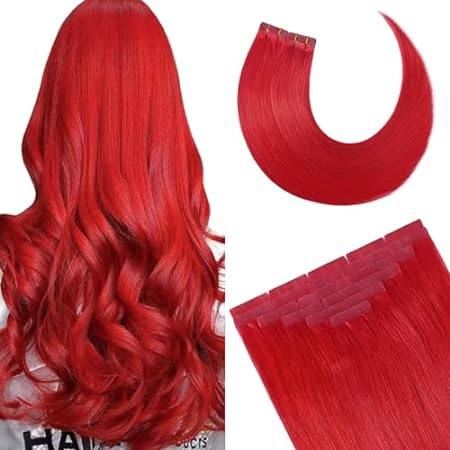 Tape in Hair Extensions Red 100% Remy Human Hair Extensio