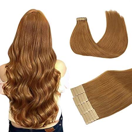 DOORES Tape in Extensions Real Human Hair， Medium Auburn