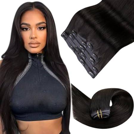 LaaVoo Seamless Clip in Hair Extensions Real Human Hair B