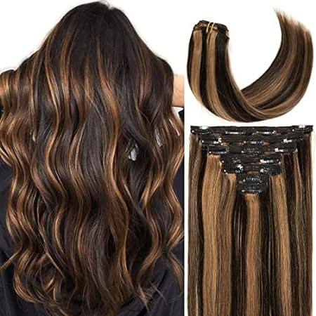 Caliee Auburn Brown Clip in Hair Extensions Human Hair 14