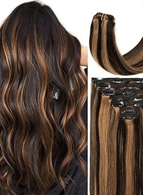 Caliee Auburn Brown Clip in Hair Extensions Human Hair 14