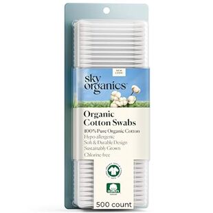 Sky Organics Organnic Cotton Swabs for Sensitive Skin， 10