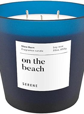 Large Scented Candle， On The Beach， 30oz 3 Wick Huge Cand
