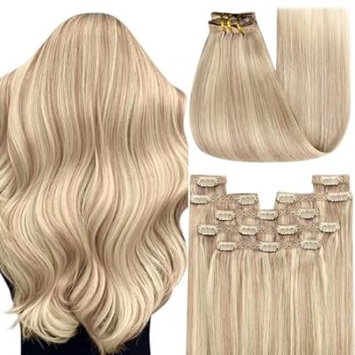 YoungSee Clip in Hair Extensions Real Human Hair Highligh