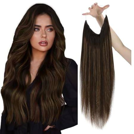 Sunny Wire Human Hair Extensions Brown Ombre Fishing Line