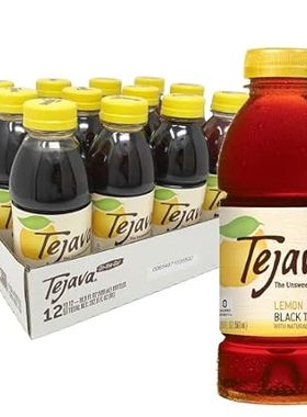 Tejava Lemon Black Iced Tea， 12 Pack， 16.7oz PET Bottles，