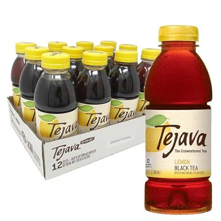 Tejava Lemon Black Iced Tea， 12 Pack， 16.7oz PET Bottles，