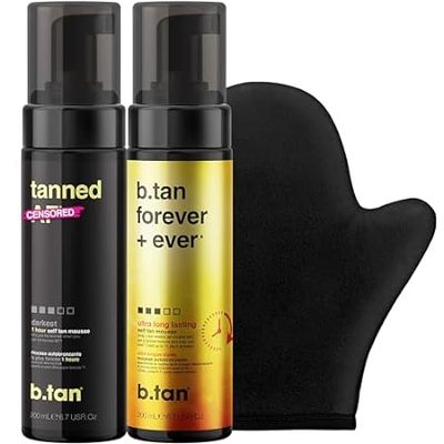 b.tan Best Self Tanner Mousses Bundle with Tanning Mitt A