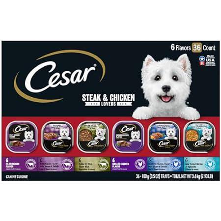 CESAR Adult Wet Dog Food Steak and Chicken Lovers Variety