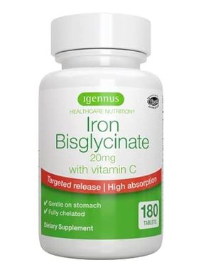 High Absorption Chelated Iron Bisglycinate 20mg with Vita