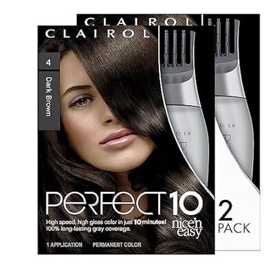 Clairol Nice'n Easy Perfect 10 Permanent Hair Dye， 4 Dark