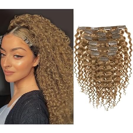 Caliee Jerry Curly Clip in Hair Extensions Human Hair for