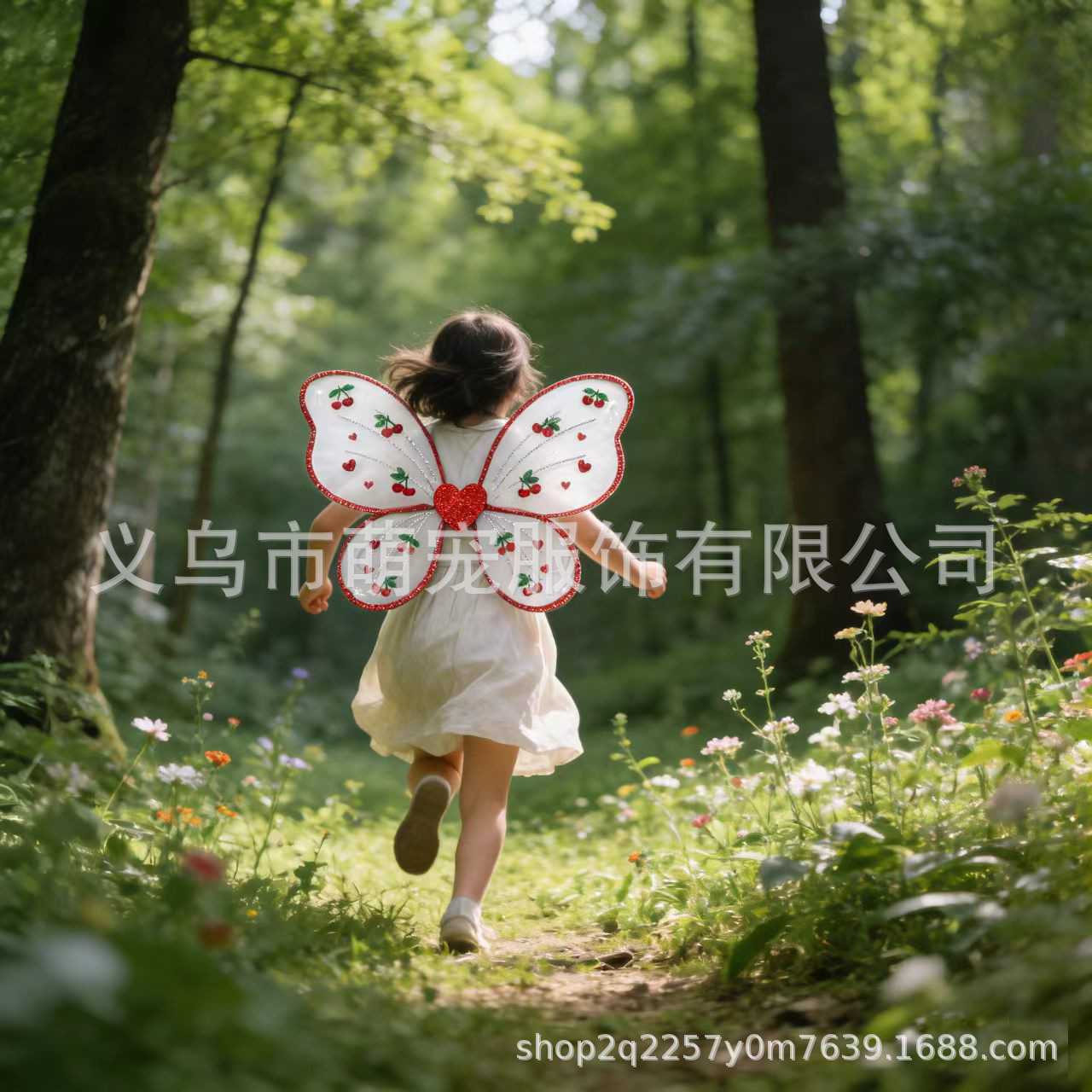 万圣节儿童舞台表演演出用品道具蝴蝶翅膀樱桃印花金粉翅膀