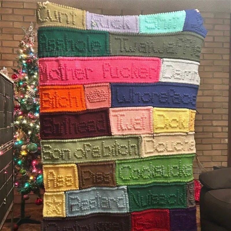 Handcrafted Funny Cussword blanket 手工制作趣味脏话毯子