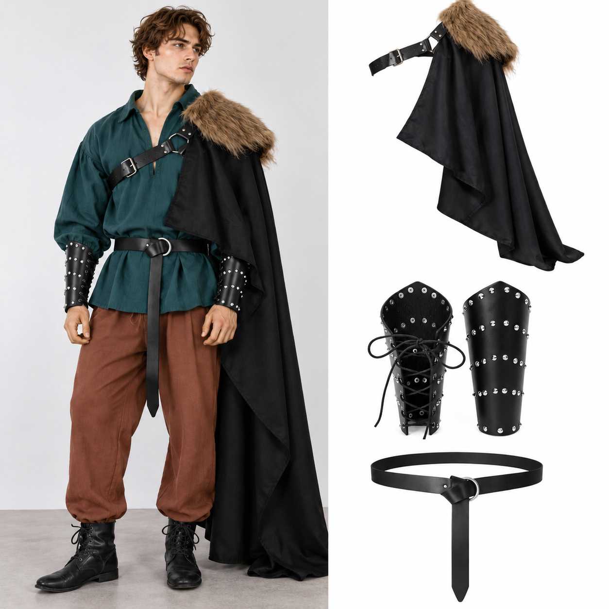 新款欧洲中世纪复古三带可调节护腕骑士装扮配饰护臂COSPLAY道具
