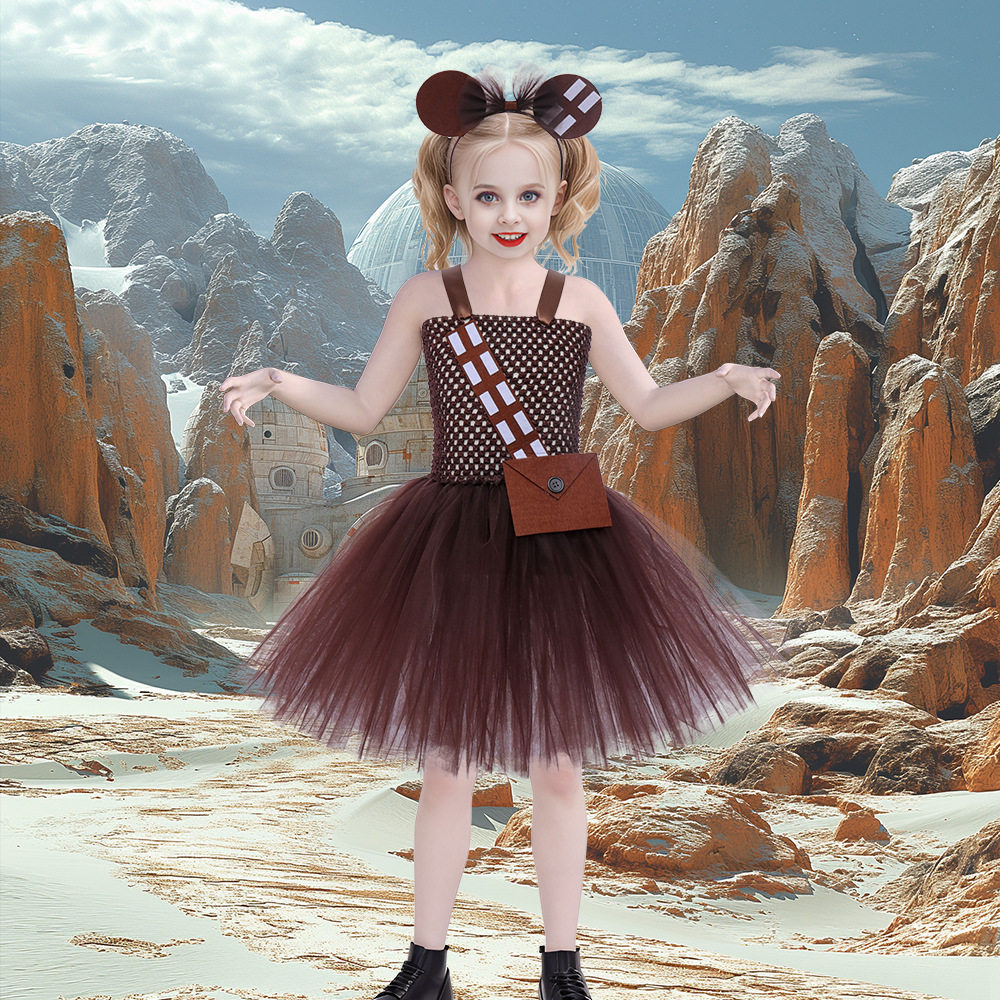 儿童星球大战服装cos万圣节儿童伍基人楚巴卡角色扮演蓬蓬裙