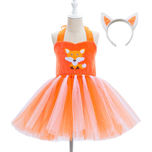 疯狂动物城狐狸连衣裙套装 NICK狐狸儿童蓬蓬裙万圣节动物cos服