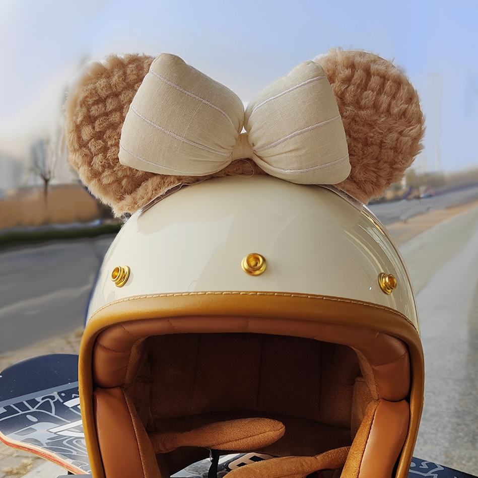 摩托车滑雪头盔装饰达菲熊耳朵