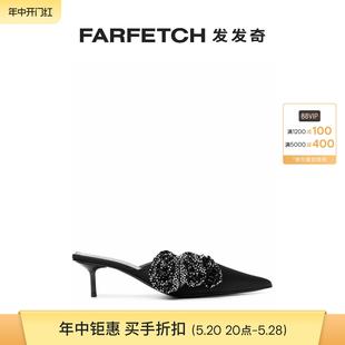 FARFETCH发发奇 Magda Butrym女士晶饰皮质中跟穆勒鞋