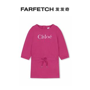 logo刺绣棉连衣裙FARFETCH发发奇 Chloe童装