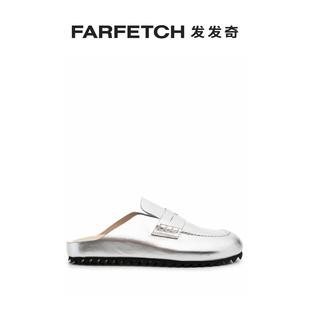 FARFETCH发发奇 Officine Creative女士金属感效果皮质拖鞋