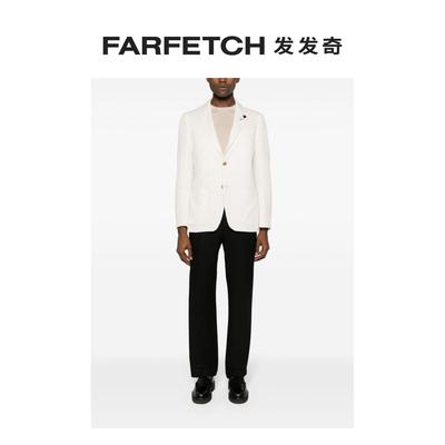 Lardini男士单排扣亚麻混纺西装夹克FARFETCH发发奇