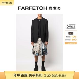 FARFETCH发发奇 报纸印花短裤 Yamamoto男士 Yohji