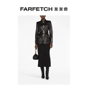 Bally巴利女士logo扣环毛毡皮质夹克FARFETCH发发奇